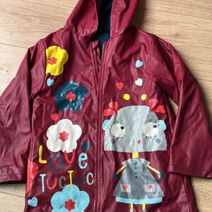 Kids Red Hooded Jacket with Fun Graphics